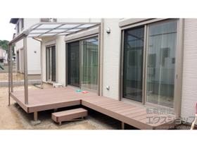 のウッドデッキ 樹ら楽ステージ＋樹ら楽ステージ用独立ステップ 施工例