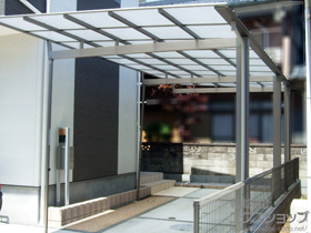 のカーポート マイリッシュ 前上がり 延長 積雪〜20cm対応＋サポートセット（着脱式）Ｈ25 施工例