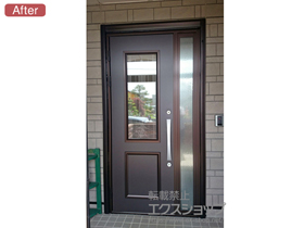 の玄関ドア ラフォースR2玄関ドア56型 袖FIX片開きドア(ランマ無) 断熱K2仕様 外観左ドア吊元右FIX 施工例