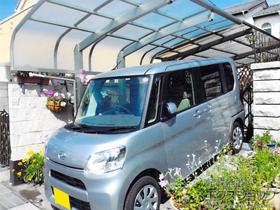 のカーポート レイナキャップポートグラン　積雪〜20cm対応＋着脱式サポート 標準・ハイルーフ兼用 2本入り×1セット 施工例