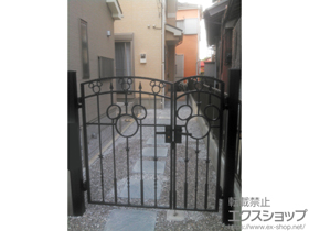 の門扉 ディズニー門扉ミッキーA型 両開き親子　角門柱式 施工例