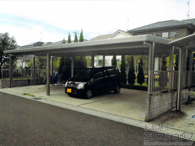 のカーポート テリオスポートIII 3000 4台用 横連棟 角柱11本仕様 積雪〜100cm対応 ※出入隅仕様 施工例