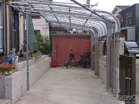 のカーポート テールポートシグマIII 延長 積雪〜20cm対応＋収納式物干し 標準 2本入り×1セット 施工例