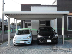 のカーポート ジーポートneo  標準鼻隠し 2台用 角柱4本仕様 積雪〜100cm対応 施工例