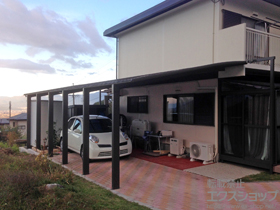 のカーポート ルーフポートシグマIII 1500 落雪後枠仕様 縦連棟 積雪〜50cm対応 施工例