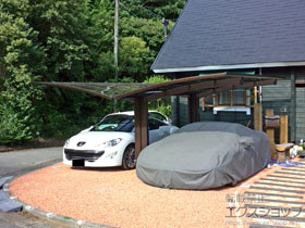 のカーポート プレシオスポート Y合掌 積雪〜20cm対応+着脱式補助柱 2本入り×2セット+ 屋根ふき材補強部品 2セット 施工例