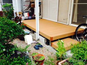 のウッドデッキ リウッドデッキ 200＋独立式 リウッドステップ2型 施工例
