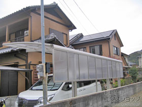 のカーポート レイナポートグラン 延長　積雪〜20cm対応+延長用 サイドパネル+着脱式サポート　標準・ハイルーフ兼用　2本入り×1セット/1本入り×1セット 施工例