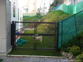 の門扉 ハイグリッド門扉N8型 両開き　柱使用 施工例