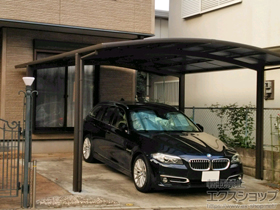 のカーポート ネスカR (ラウンドスタイル) ワイド 積雪〜20cm対応＋屋根材ホルダー 50型用 4セット分 施工例