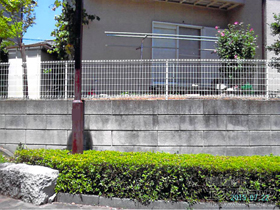 のフェンス・柵 イーネットフェンス1F型 自由柱タイプ 施工例