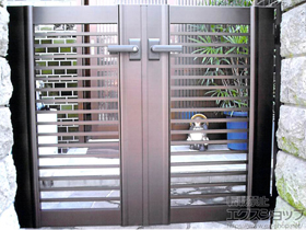 の門扉 エクスライン門扉12型 両開き 門柱使用 施工例