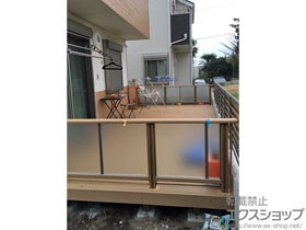 のウッドデッキ レストステージ 幕板納まり＋デッキフェンス＋独立ステップ 施工例