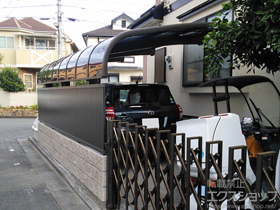 のカーポート テールポートシグマIII 1500 積雪〜50cm対応＋着脱式サポート ロング柱23用 1本入り×3セット 施工例