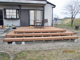 のウッドデッキ リウッドデッキ 200＋段床セット1段+2段仕様 正面/両側面 施工例