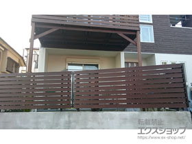 のフェンス・柵 ルシアスフェンスH07型 横板 木調カラー 自由柱施工 施工例