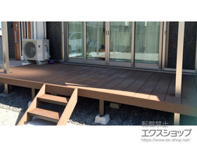 のウッドデッキ リウッドデッキ 200＋リウッドステップ5型 Sタイプ(2段)＋テラス柱用カバー(柱2本分) 施工例