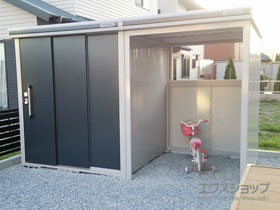 の物置・屋外倉庫 エルモコンビ 標準高タイプ 一般型（LMD-1818+LKD1518） 施工例