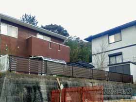 のフェンス・柵 モクアルフェンス 　横板タイプ 自由柱 施工例