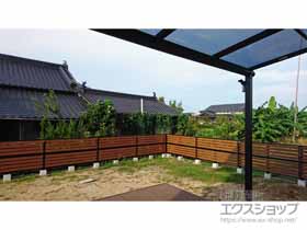 の モクアルフェンス 横板タイプ 2段支柱 自立建て用 施工例