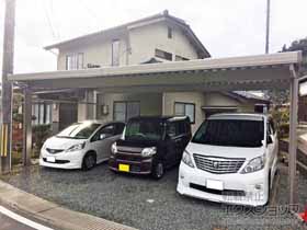 のカーポート テリオスポートIII 1500 3台用 角柱4本仕様 積雪〜50cm対応 *隅切り納まり 施工例