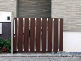 の門扉 ルシアススライド AS01型 複合カラー 片引き 18-12R 施工例