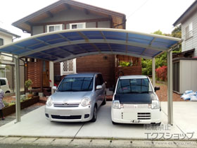 のカーポート レイナツインポートグラン 積雪〜20cm対応＋屋根ふき材補強部品 2セット 施工例