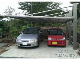 のカーポート ダブルフェース 側面支持タイプ 積雪〜20cm対応 施工例