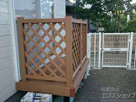 のウッドデッキ マージウッドデッキ+ラティスデッキ T100×3スパン+ 階段式ステップ Sタイプ2段×1セット 施工例