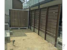 のフェンス・柵 モクプラボード リアル 隙間20mm 10段 施工例