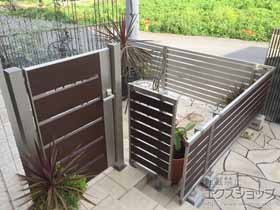 のフェンス・柵 ルシアスフェンスF04型 横板 木目カラー 自由柱施工 施工例