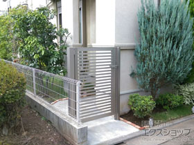 の門扉 プレスタ門扉 3型 太横桟 片開き 柱使用 施工例