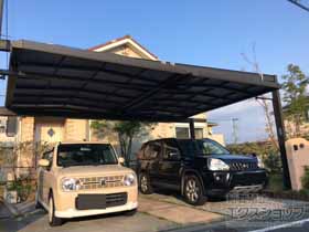 のカーポート マルチスクエア フラット屋根 合掌2台用 両支持タイプ 積雪〜20cm対応 施工例