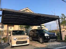 LIXIL リクシル(トステム)のカーポート マルチスクエア フラット屋根 合掌2台用 両支持タイプ 積雪～20cm対応 施工例
