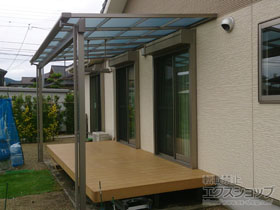 のテラス屋根 フーゴF 独立テラスタイプ 連棟 積雪〜20cm対応+吊り下げ物干し Aセット 施工例