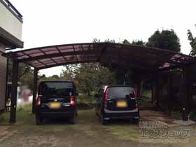 のカーポート レイナトリプルポートグラン　積雪〜20cm対応＋レイナトリプルポートグラン サイドパネル＋レイナトリプルポートグラン 水平式物干し 標準 2本入り×1セット 施工例