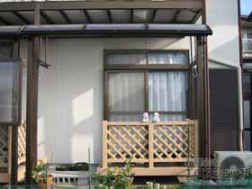 のテラス屋根 プレシオステラス R型 テラスタイプ 単体 積雪〜20cm対応＋吊り下げ式 固定物干し 標準2本入り×1セット 施工例