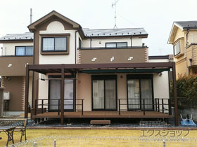 のテラス屋根 リレーリア テラス屋根 連棟 マテリアルカラー＋リレーリアテラス屋根用 オプション サンシェードカーテンII 施工例