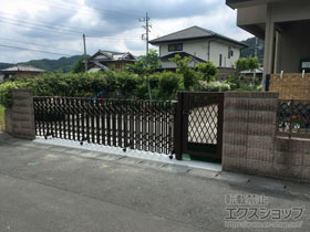 の門扉 エクスライン門扉4型 片開き　門柱使用 施工例