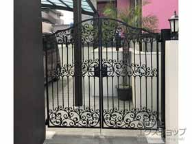 の門扉 ブルーム門扉 13型 両開き 柱仕様 施工例