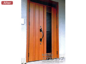 の玄関ドア ドアリモ玄関ドア 断熱D4仕様 手動錠 親子仕様 ランマ付 S16V 外観右勝手 施工例