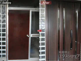 LIXIL リクシル(トステム)の玄関ドア リシェント 玄関ドア3 断熱K4仕様 手動 親子仕様(ランマ無)L G15型 施工例