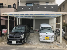 のカーポート フーゴAプラス (アーチスタイル) ワイド 木調色 積雪〜20cm対応 施工例