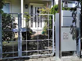 の門扉 マイリッシュS1型 両開き親子 門柱タイプ 施工例