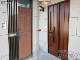 の玄関ドア リシェント 玄関ドア3 断熱K4仕様 親子仕様(ランマ無)R G13型※タッチキー(キー付リモコン)仕様 施工例