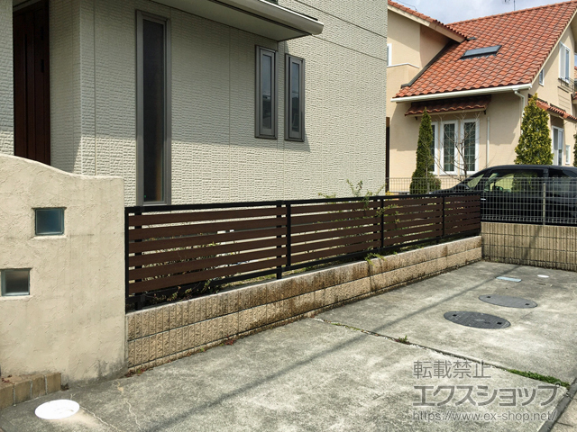 のフェンス・柵 モクアルフェンス 横板タイプ 自由柱 施工例