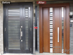 の玄関ドア リシェントII 断熱K4仕様 親子仕様(ランマ無)L E90型 ※タッチキー(リモコンタイプ)仕様 施工例