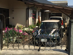 のカーゲート トリップゲート RA型(錠なし) ノンレール 片開き 35S 施工例