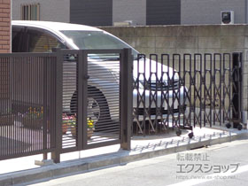 の門扉 プレスタ門扉 1型 細横桟 両開き親子 柱使用※同型子扉使用 施工例