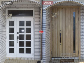 の玄関ドア リシェントII 断熱K1.5仕様 親子仕様(ランマ無)R 71型 施工例